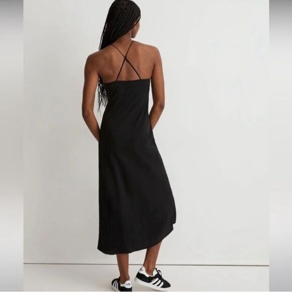 Madewell NWT The Layton Midi Slip Dress Size 2 in True Black - Picture 3 of 12